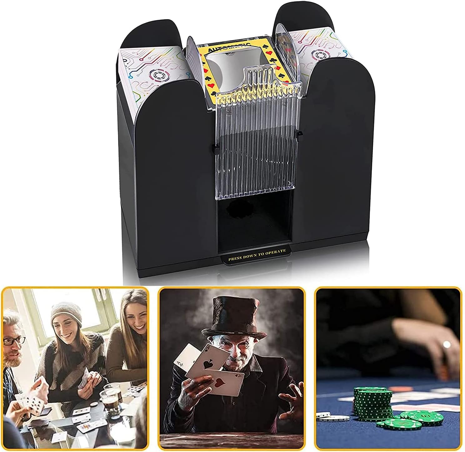 1-6 Decks Automatic Card Shuffler, Battery-Operated for Uno,Phase10, Texas Hold'Em, Poker, Home Card Games, Blackjack, Party Clu