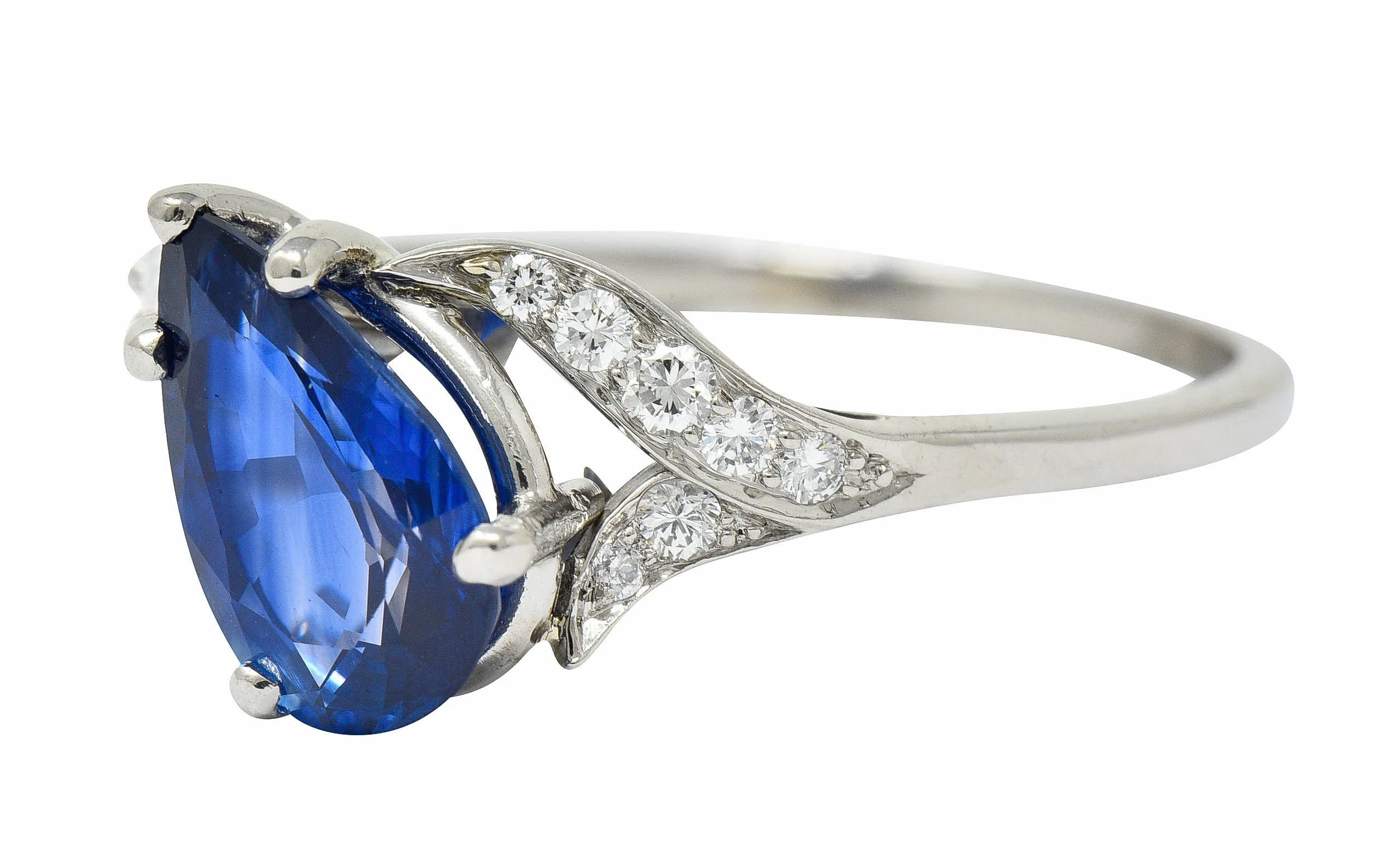 1960's Vintage 3.35 CTW Sapphire Diamond Platinum Bypass Ring