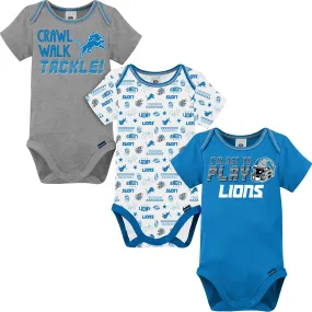 3-Pack Baby Boys Lions Short Sleeve Bodysuits