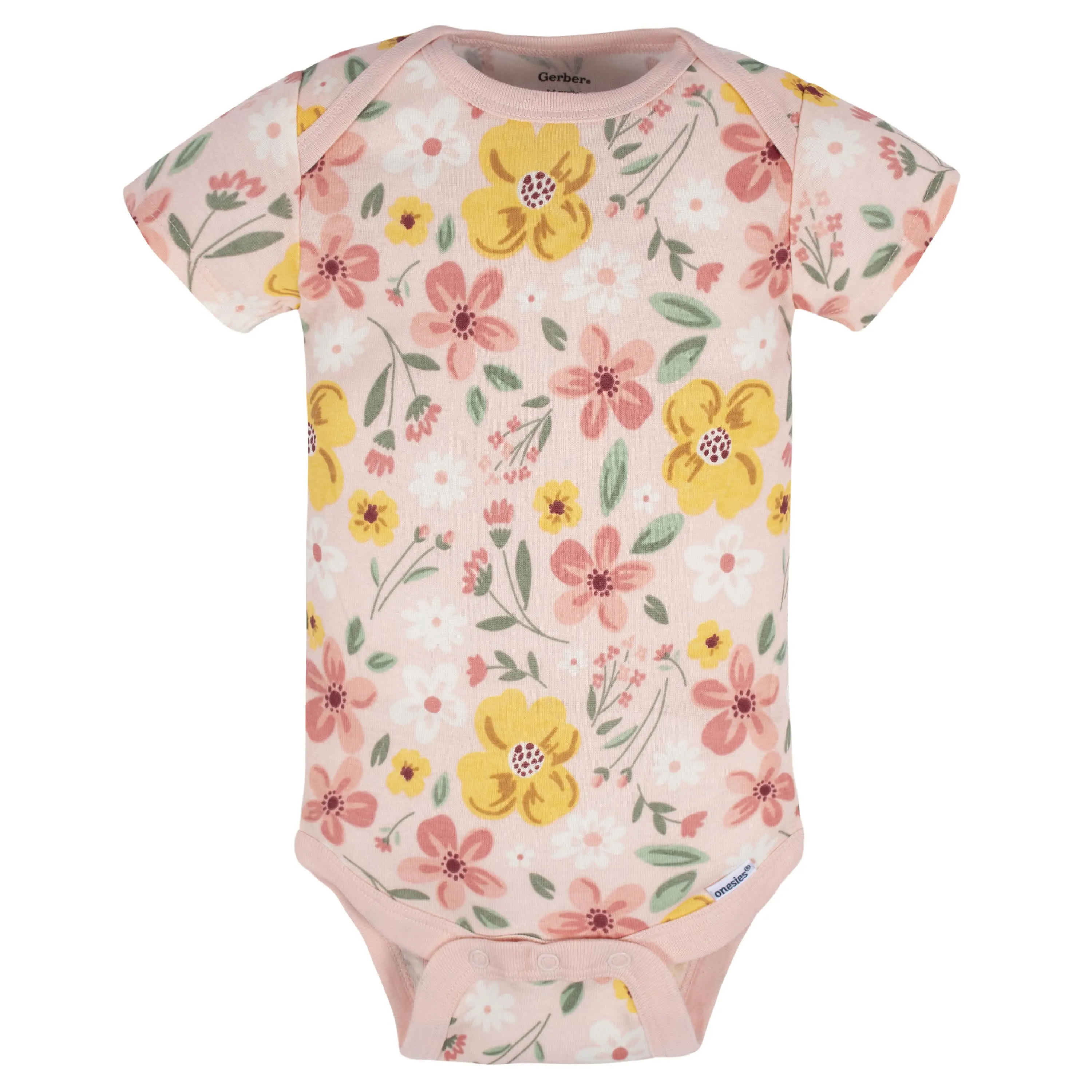 5-Pack Baby Girls Golden Floral Onesies Bodysuits