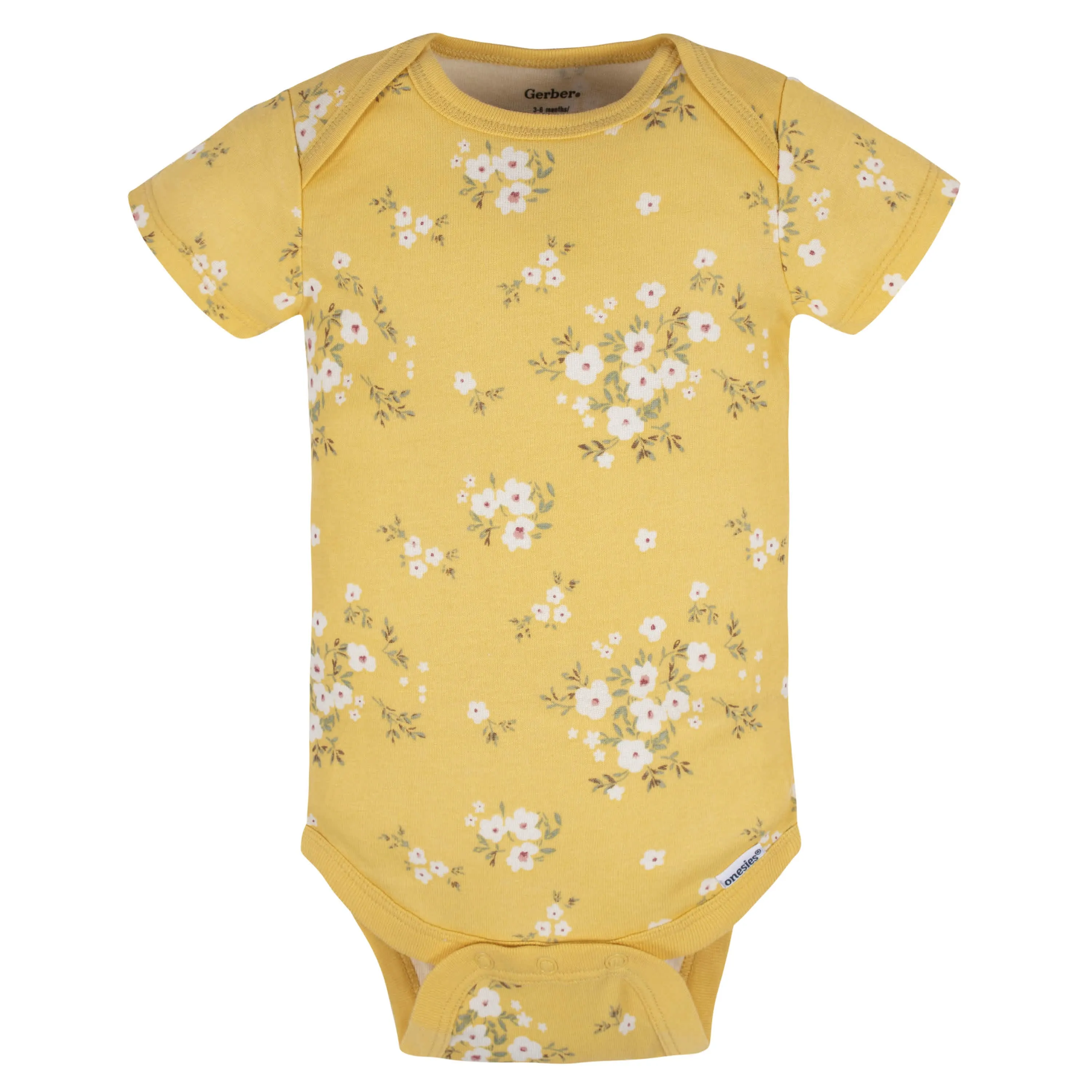 5-Pack Baby Girls Golden Floral Onesies Bodysuits