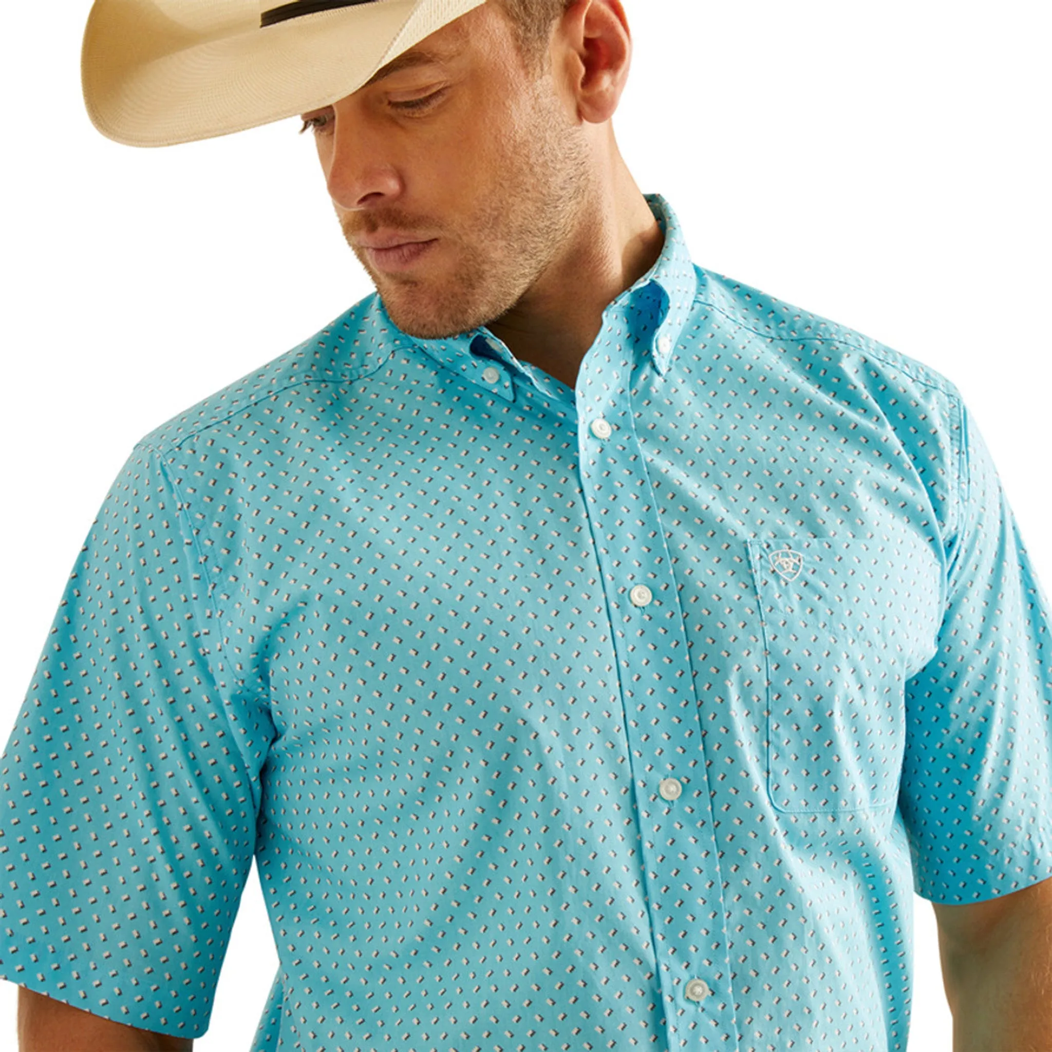 Ariat Men's Kaleb Sky Blue Print Short Sleeve