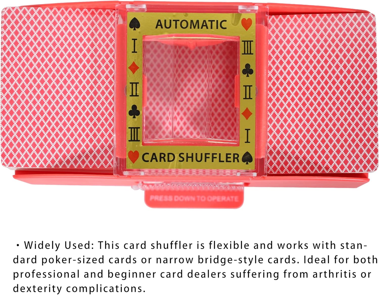 Black/Red Casino 2 Deck Automatic Playing Card Shuffler - Battery Operated Electric for Blackjack and Poker Playing Card Games