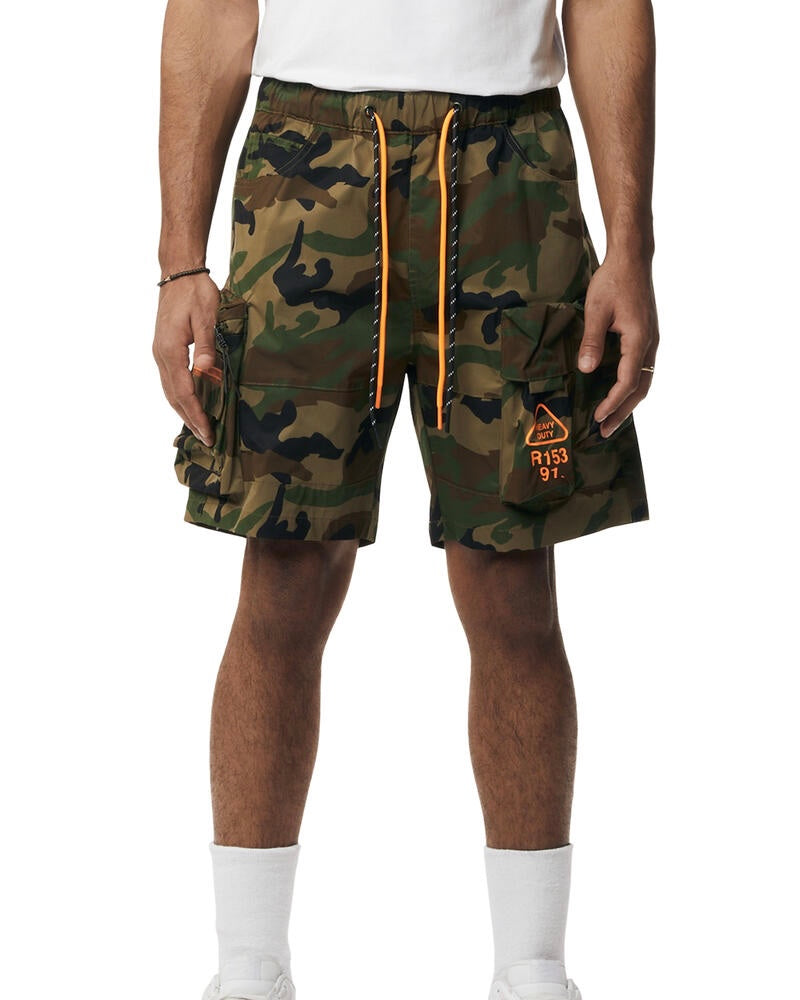 Camo Utility Nylon Cargo Shorts