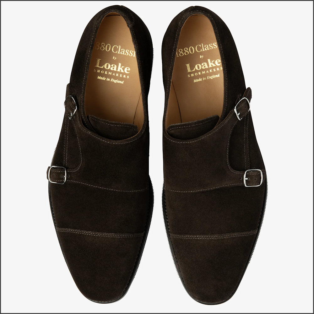 Cannon Dark Brown Suede Buckle Monk Shoe*