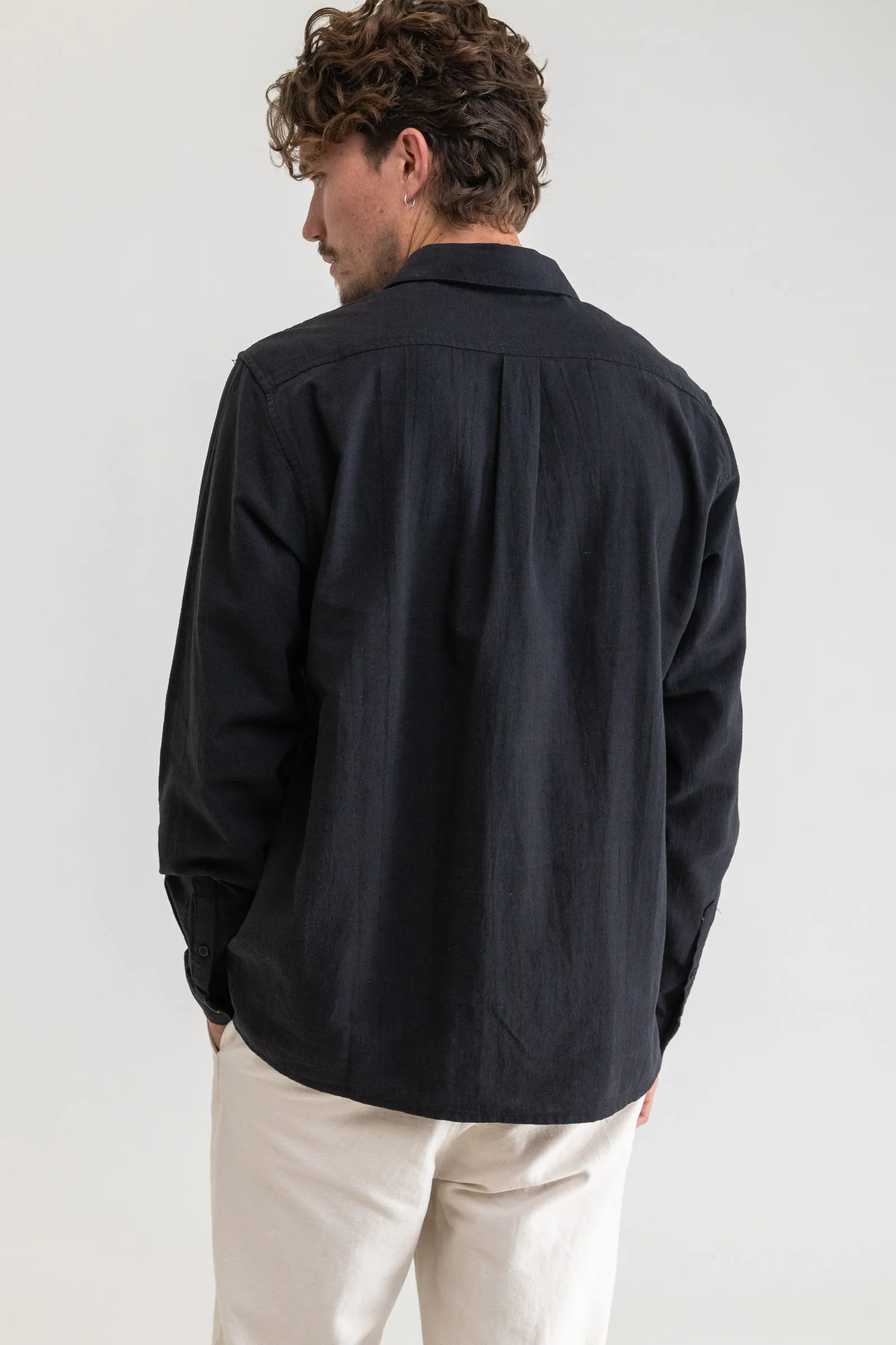 Classic Linen LS Shirt Vintage Black