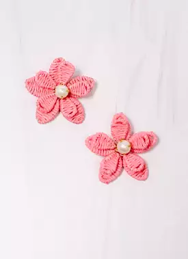 Curtis Wrapped Flower Earring Pink