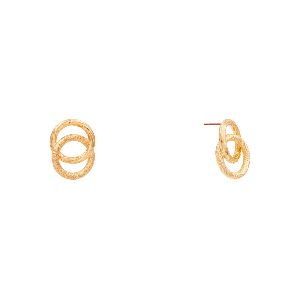 DOUBLE ROUND POST EARRING- GOLD