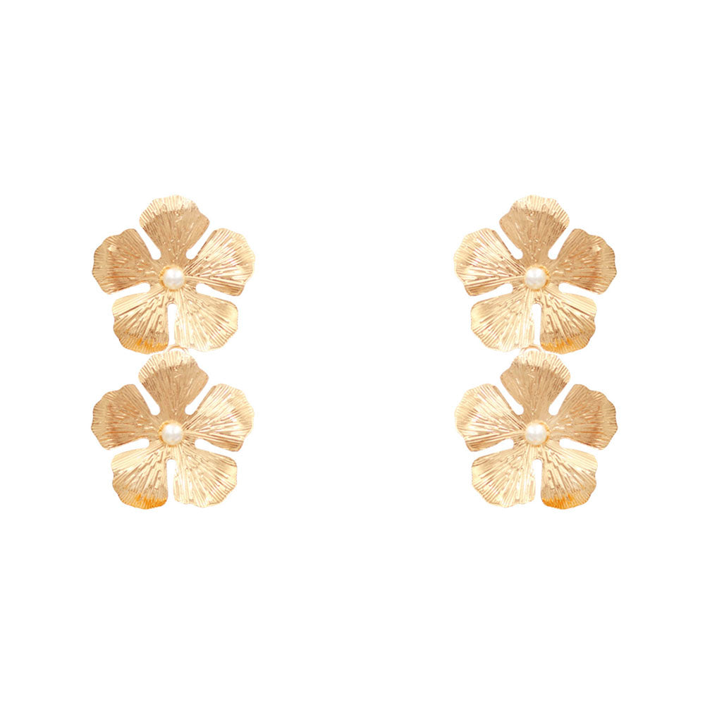 FLOWER METAL EARRING - GOLD