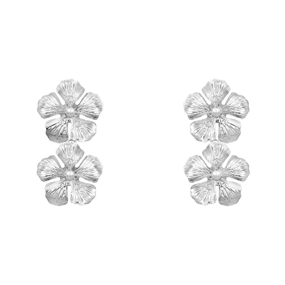 FLOWER METAL EARRING - SILVER