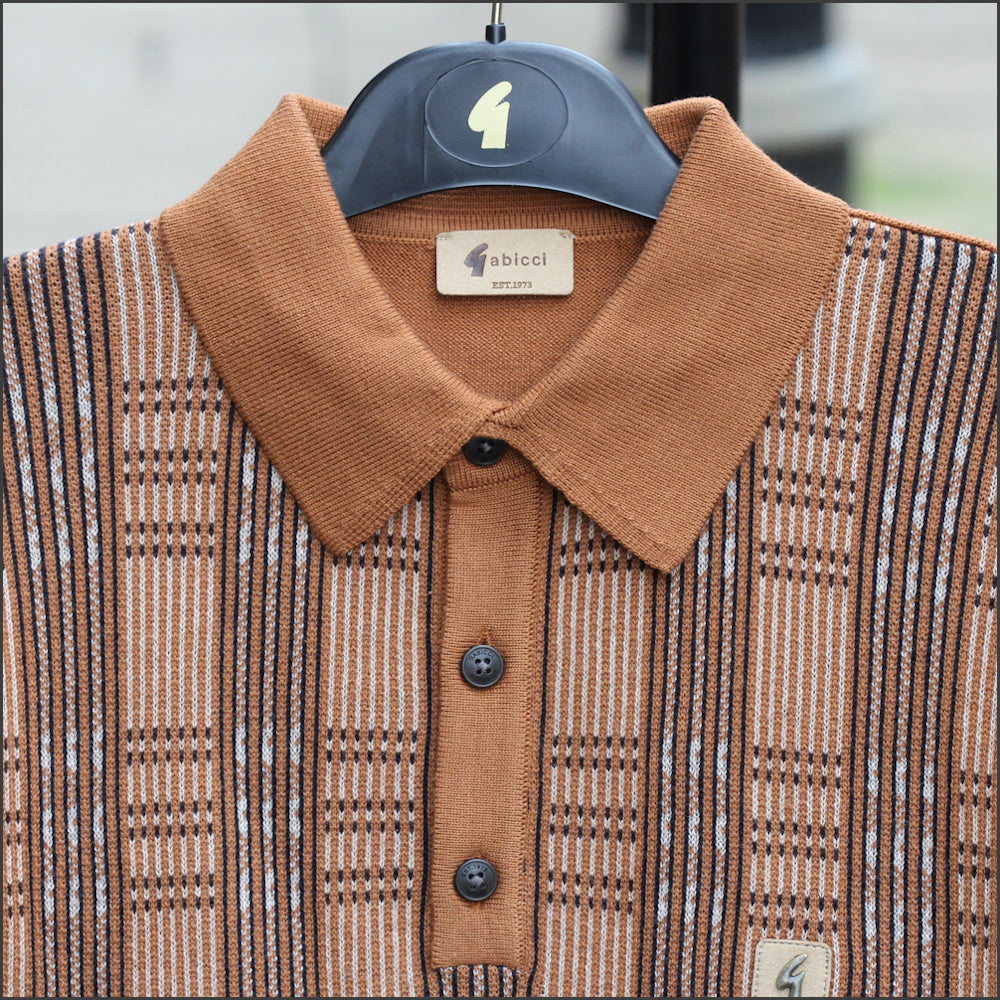 Gabicci Vintage Enrico Walnut Pattern Polo Top*