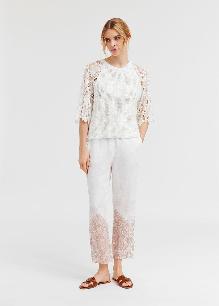 Gustav Myra knit w. lace sleeves 53402 Bright White