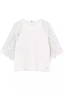 Gustav Myra knit w. lace sleeves 53402 Bright White