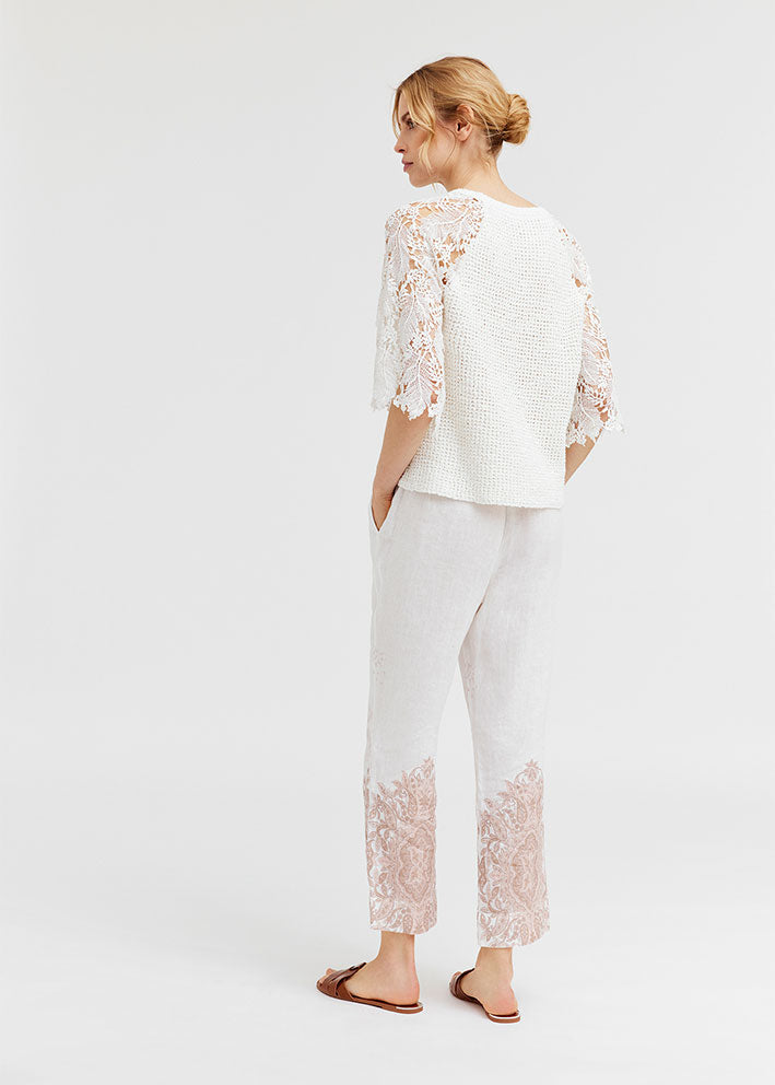 Gustav Myra knit w. lace sleeves 53402 Bright White