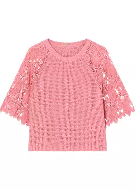 Gustav Myra knit w. lace sleeves 53402 Pink Icing