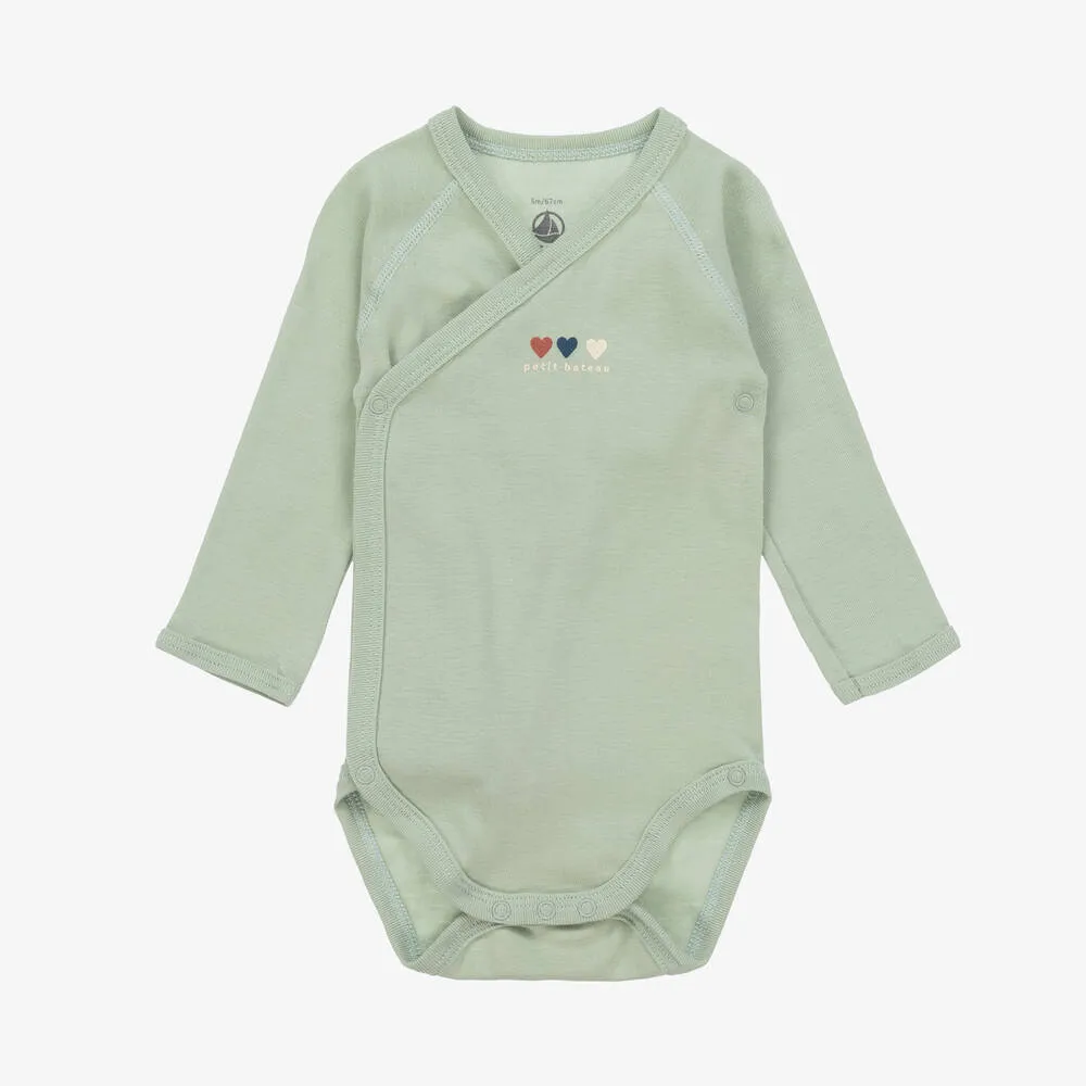 Ivory & Green Cotton Bodysuits (3 Pack)