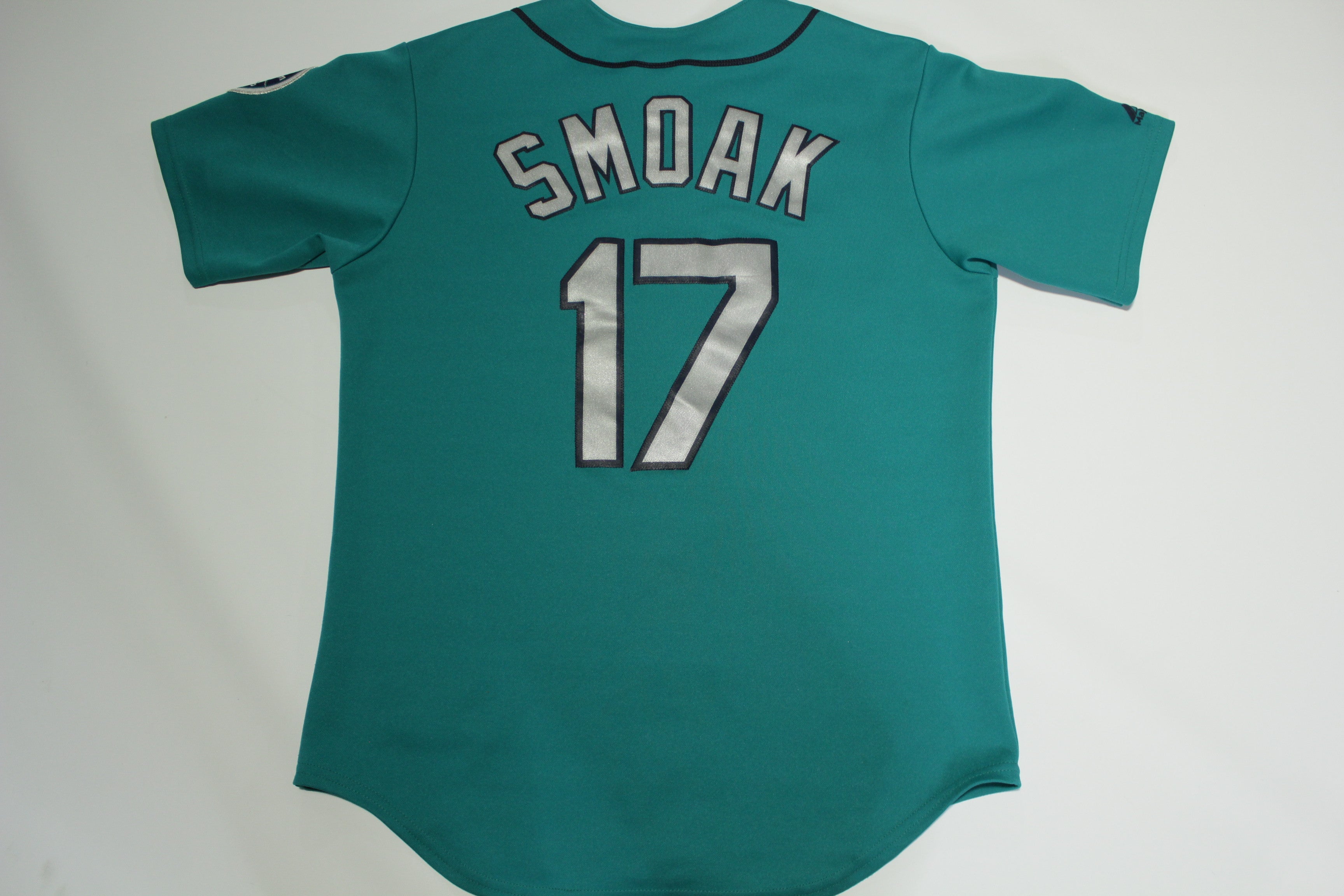 Justin Smoak Seattle Mariners #17 Stitched Teal Button MLB Made in USA Jersey