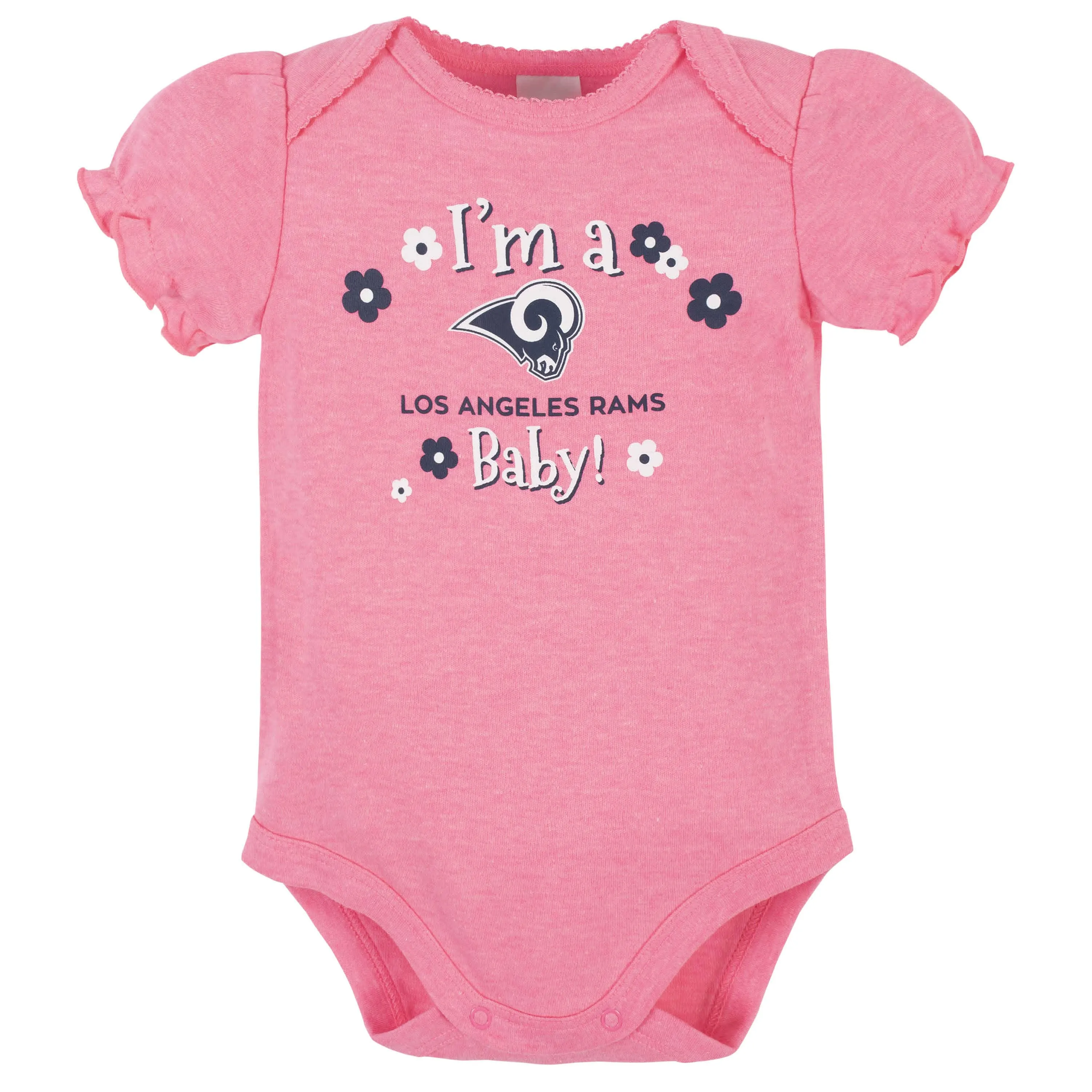 Los Angeles Rams Baby Girls Short Sleeve Bodysuits