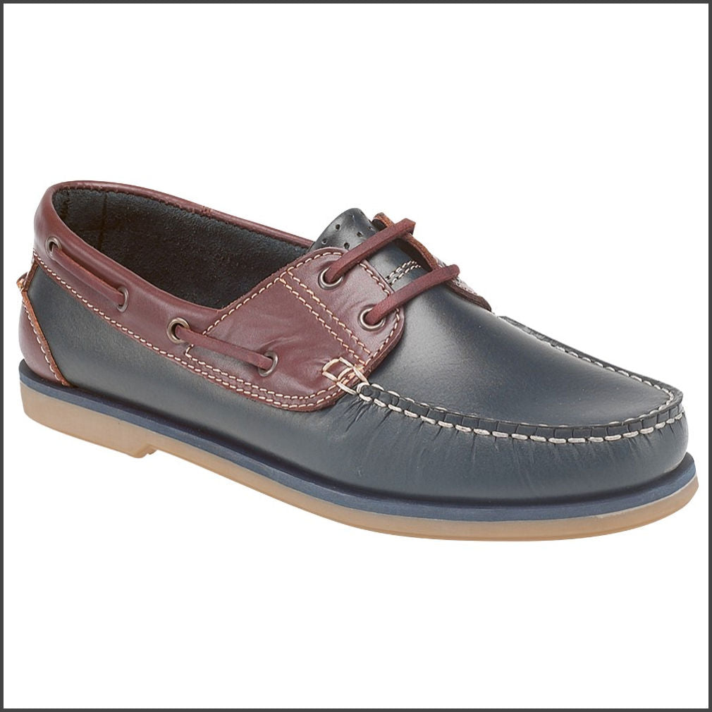 Moccasin Navy Leather Boat Shoe*