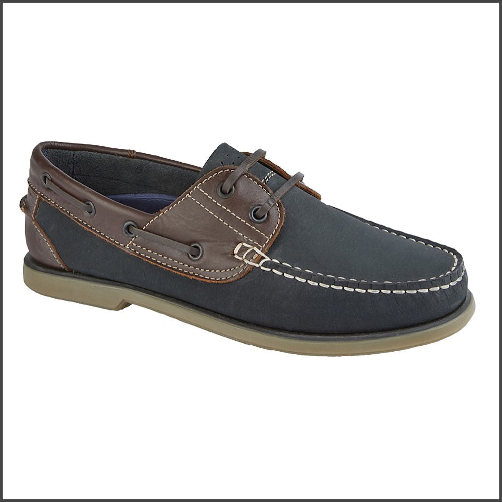 Moccasin  Navy/Brown Leather Boat Shoe*