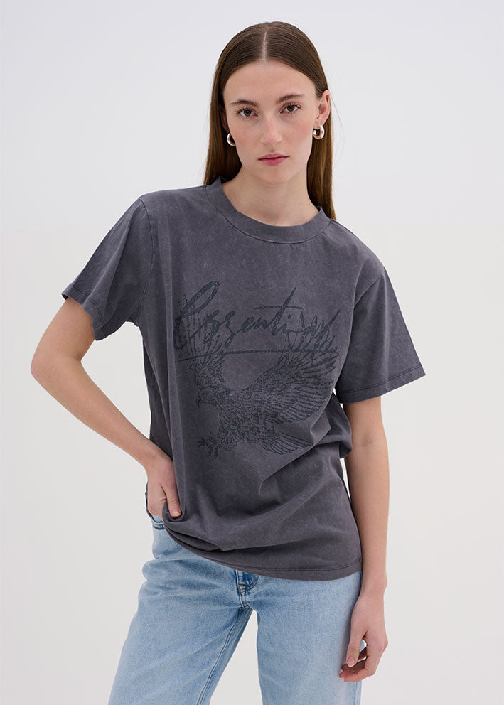 My Essential Wardrobe Hanne T-shirt - Medium Grey Random Wash