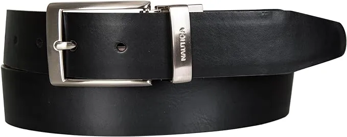 Nautica Men's Reversible Double Stitch Leather and Dress Belts with Metal Buckle