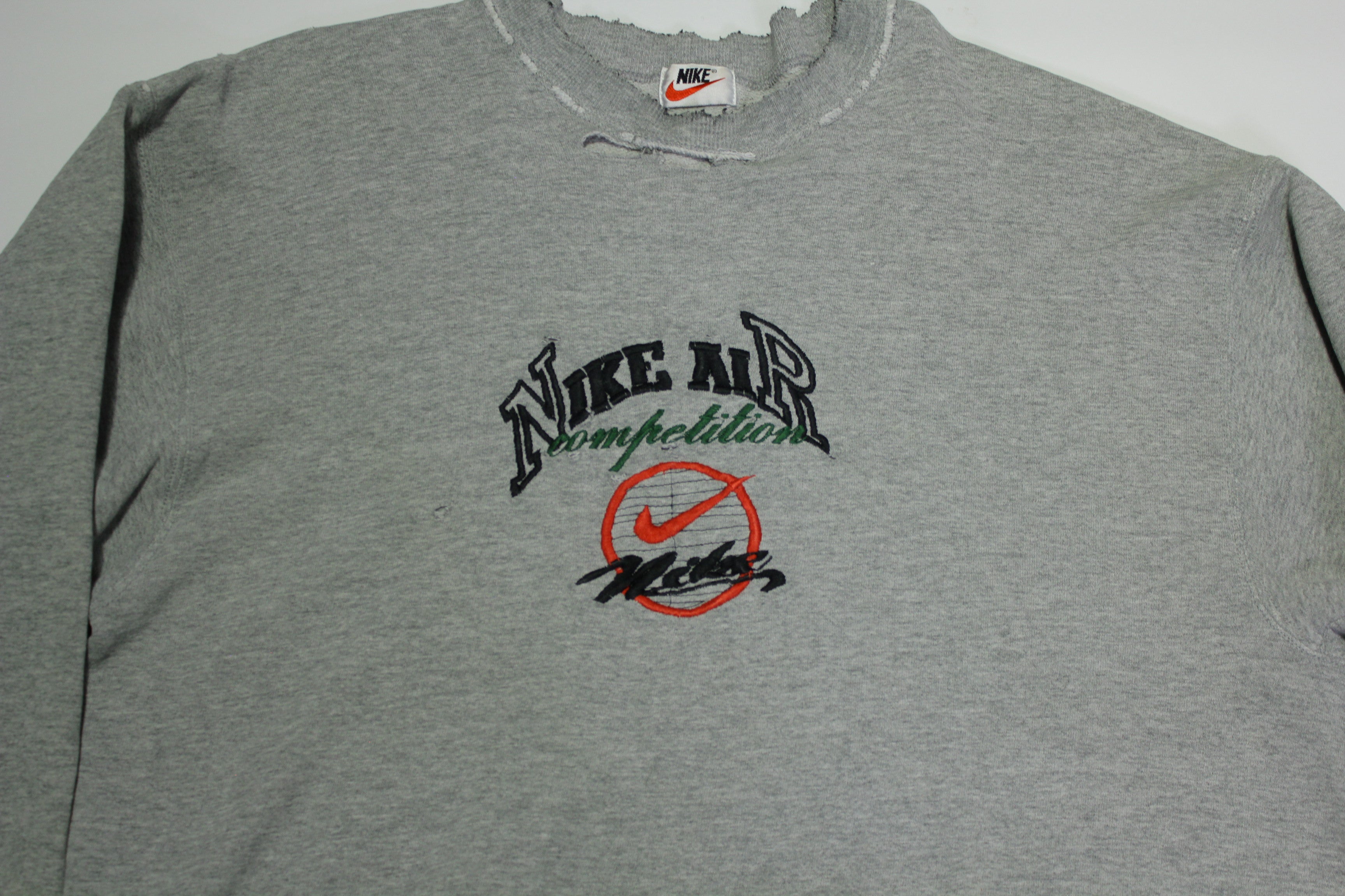 Nike Air Competition Vintage 90's Heavily Distressed White Tag Crewneck Sweatshirt