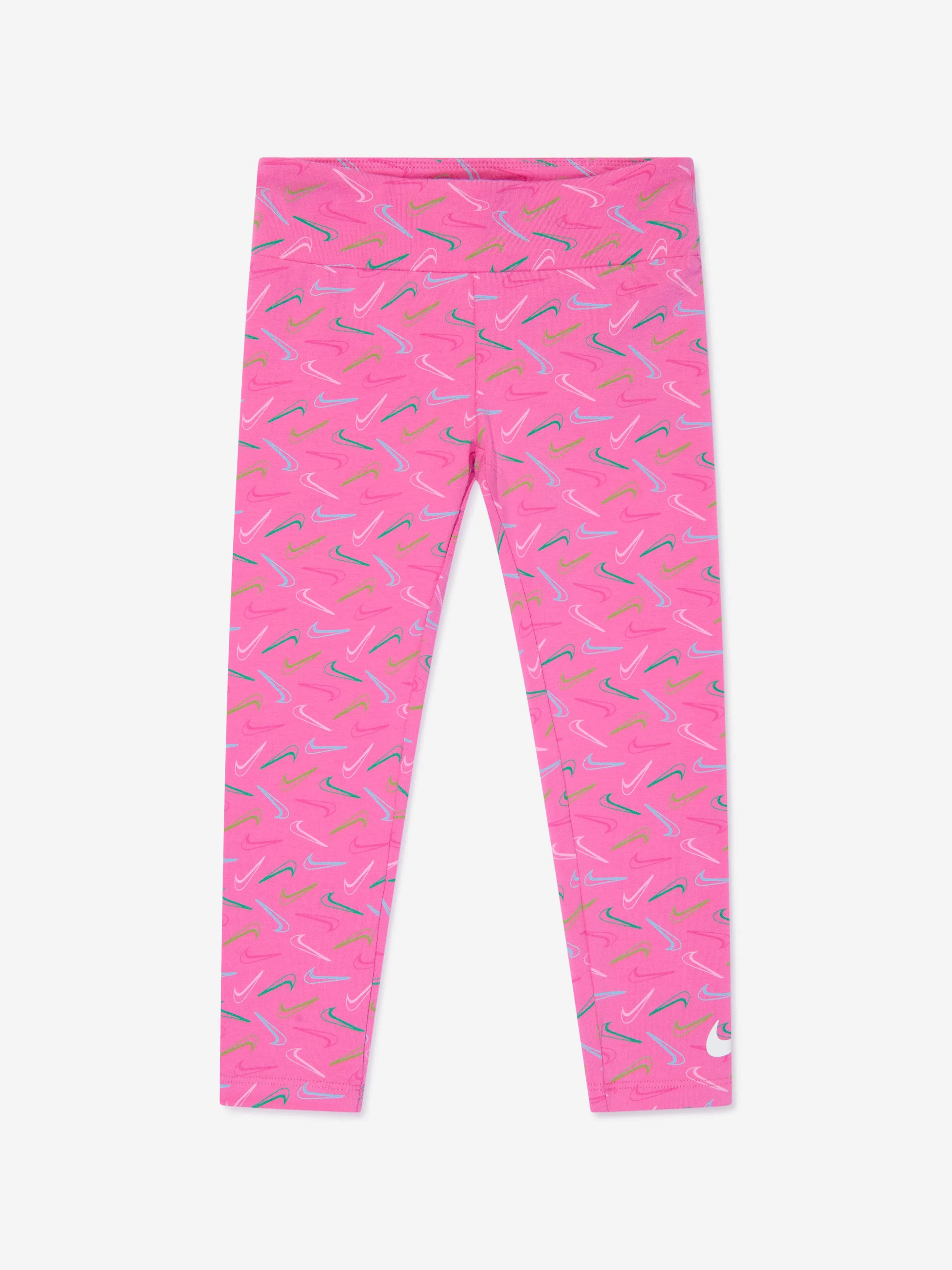 Nike Girls Swoosh Logo Leggings in Pink