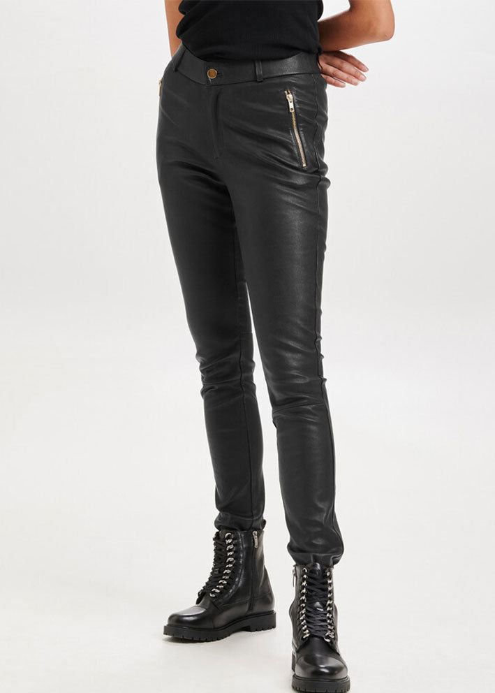 Notyz Leggings with saddleback 10910 Skindbukser - Black with gold