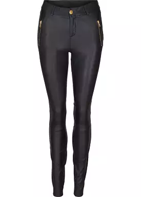 Notyz Leggings with saddleback 10910 Skindbukser - Black with gold