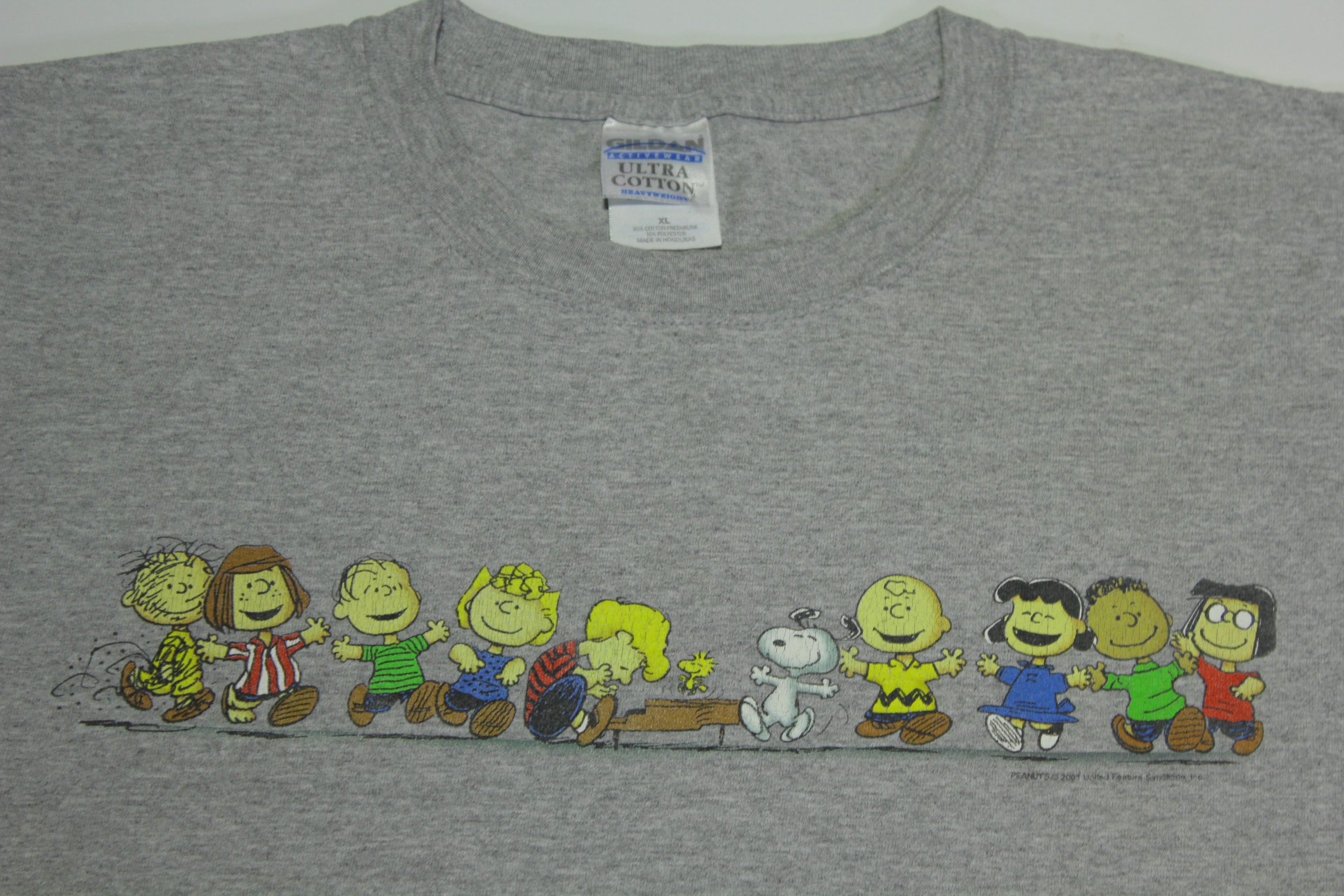 Peanuts Charlie Brown Snoopy Crew 2001 Vintage Y2K Gildan United Feature T-Shirt