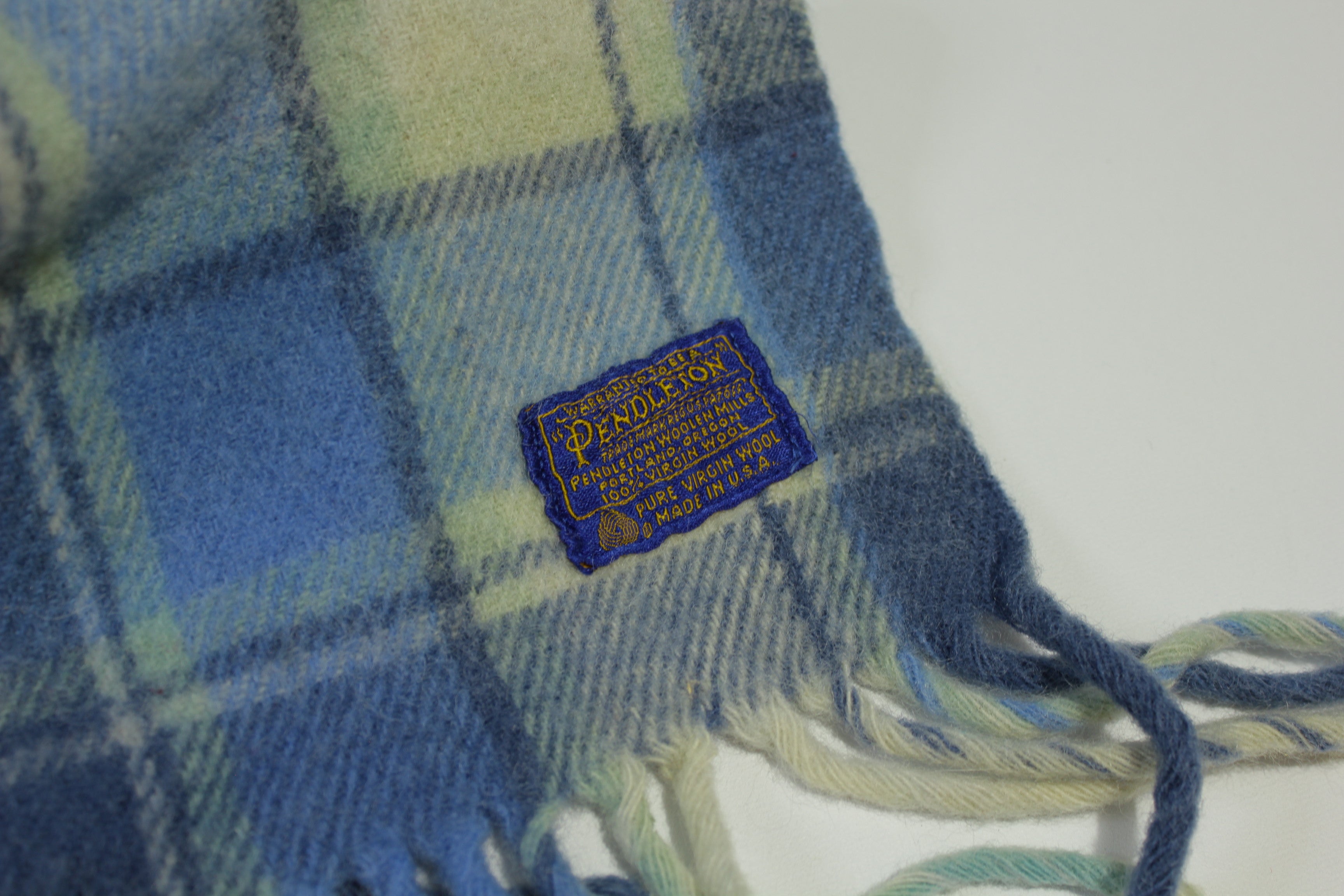 Pendleton Vintage 1960's Wool Plaid Virgin Wool Throw Fringe Blanket 4x5