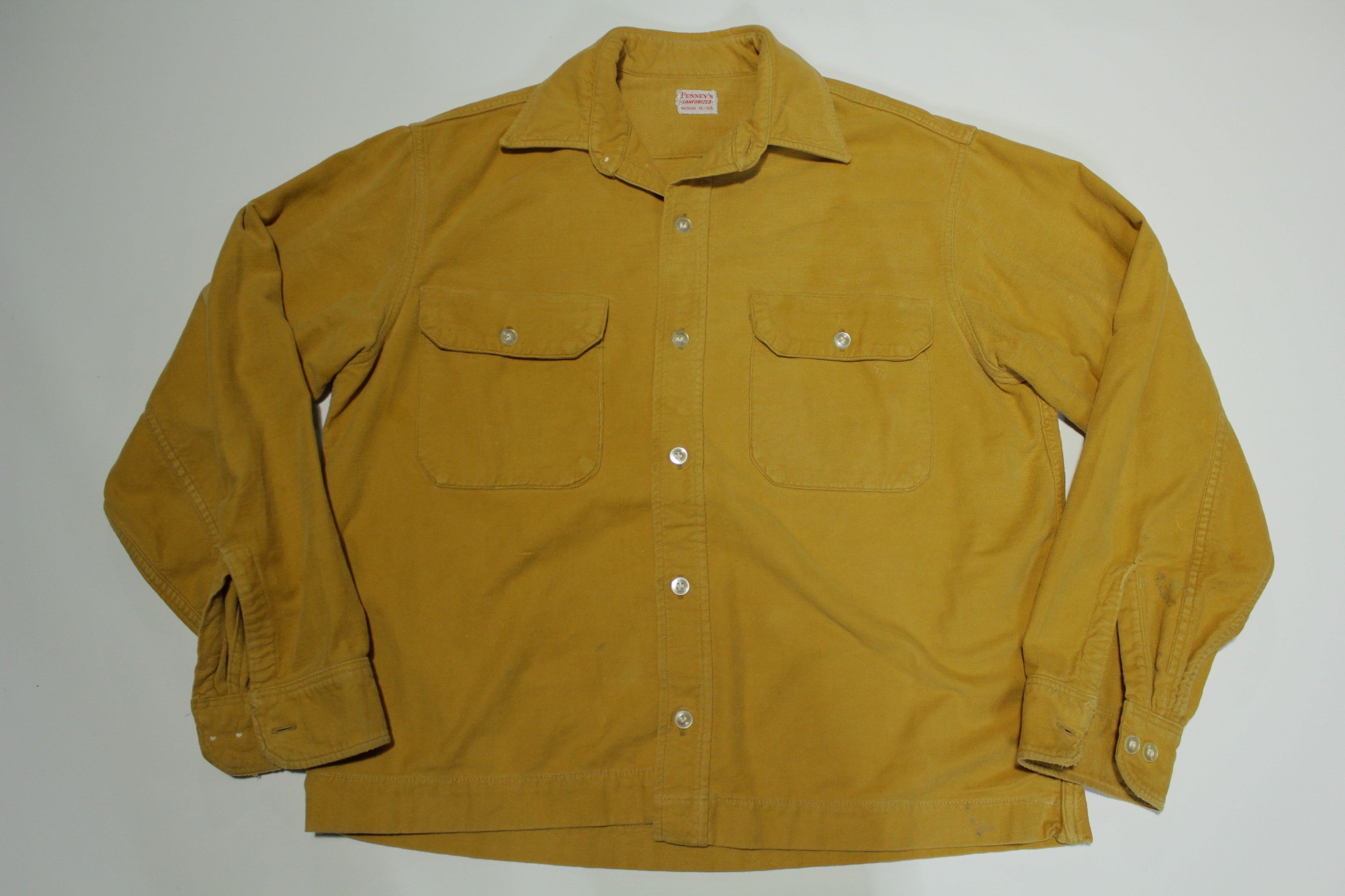 Penneys Sanforized Vintage 50's Distressed Cotton Button Up Work Shirt