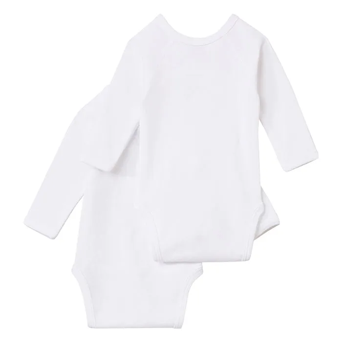 Petit Bateau Baby Set Of Two Long Sleeved Cross Over Close Bodysuits White