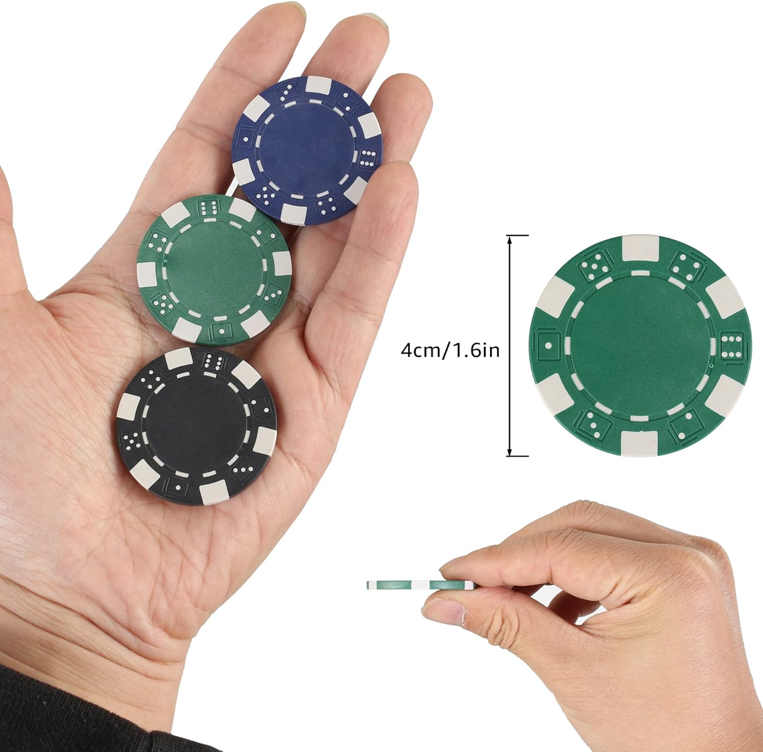 Poker Chips for Card Board Game - 4 Colors,11.5 Gram,For Texas Hold'Em, Blackjack,Card Club or Late Night Poker Games