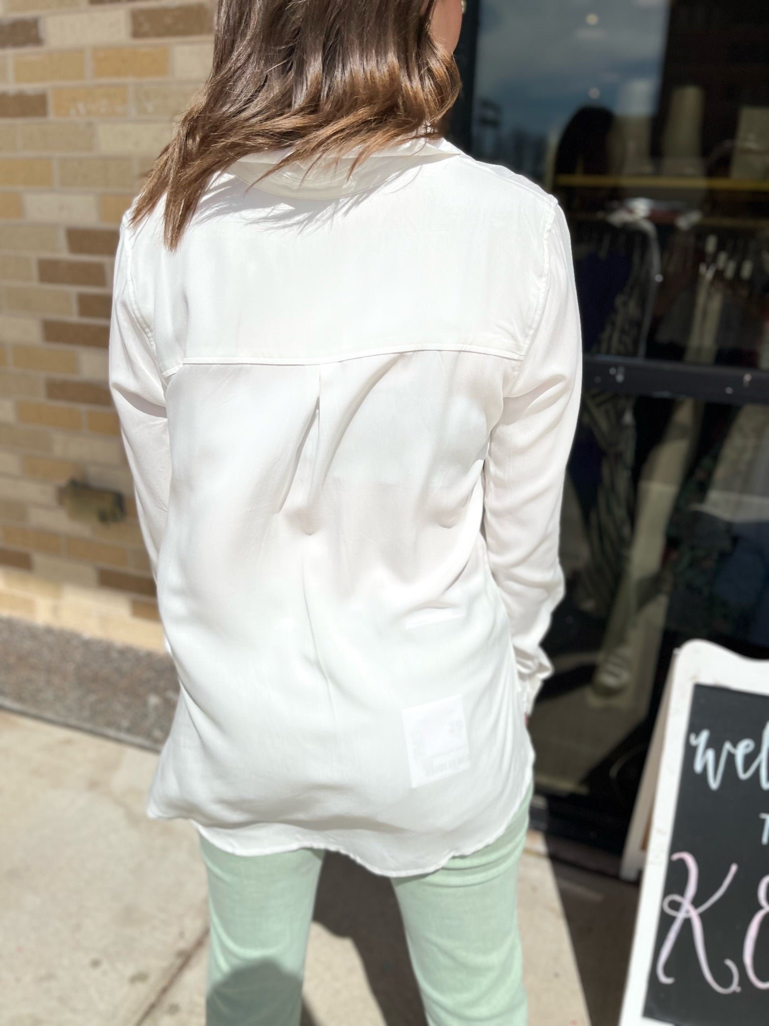 Rayon Button Down Classic Shirt- Off White