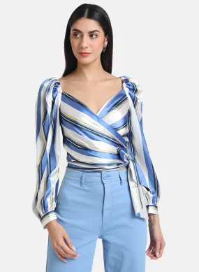 Satin Striped Tie Knot Top