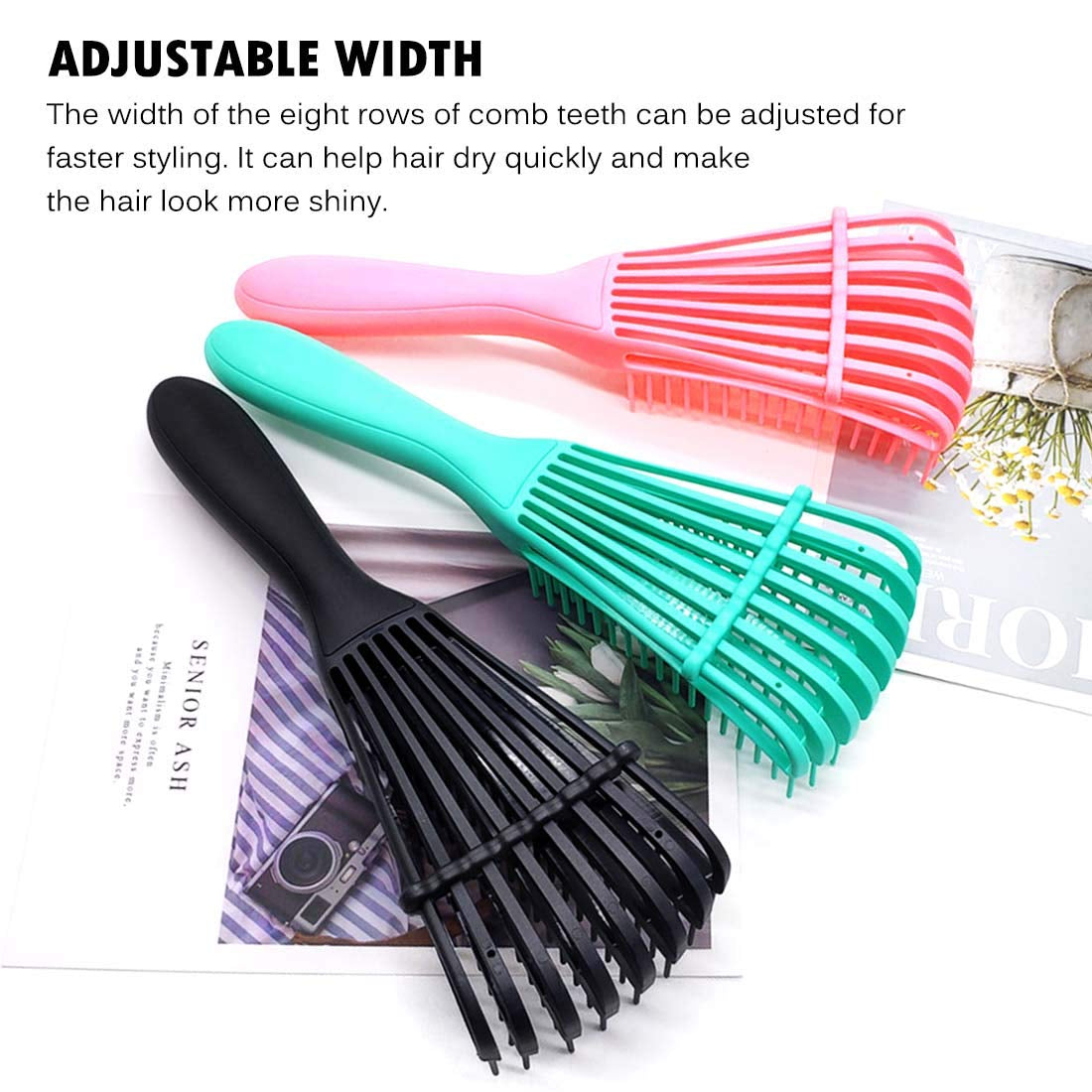 Spring 3 Pack Detangler Brush for Natural Hair, Afro America/African Hair