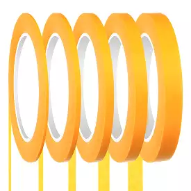 Spring 5 Rolls Pinstripe Tape 1/16, 1/8, 1/4, 1/2 and 3/4 Inch X (Yellow)