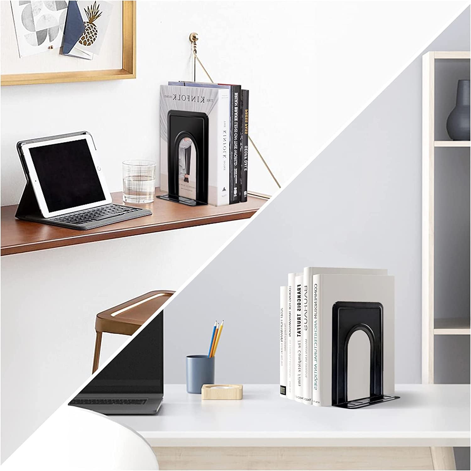 Spring Book Ends Sturdy Bookends for Shelves, Universal Book End Heavy-Duty