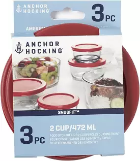 Spring Classic round Food Storage Replacement Lids, Red, 2 Cup, Set of 3