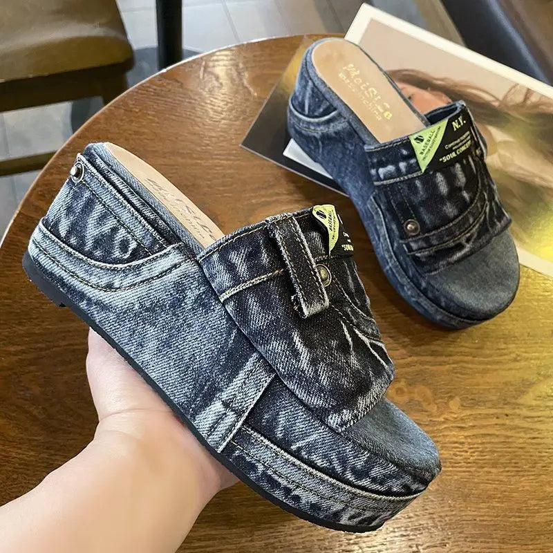 Spring GlamourGlide Denim Slides