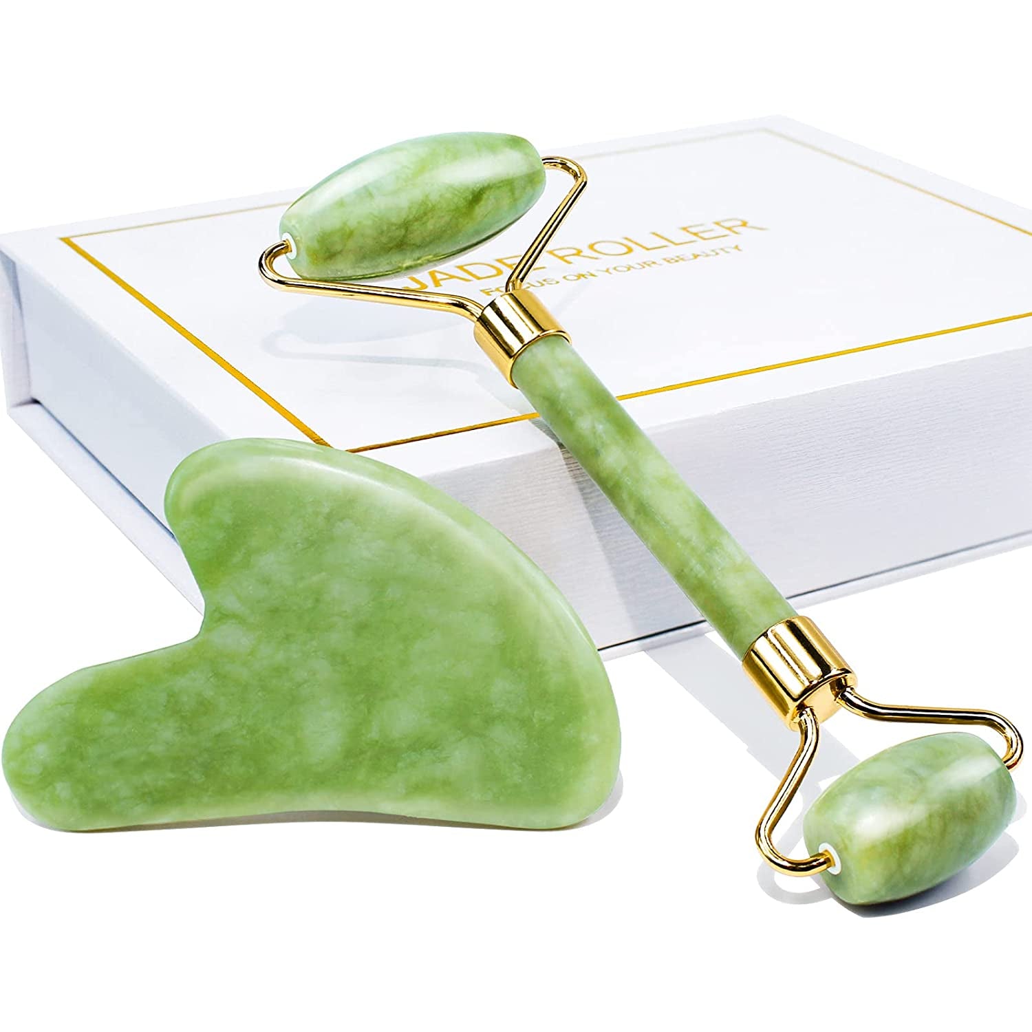 Spring Gua Sha & Jade Roller Facial Tools Face Roller and Gua Sha Set