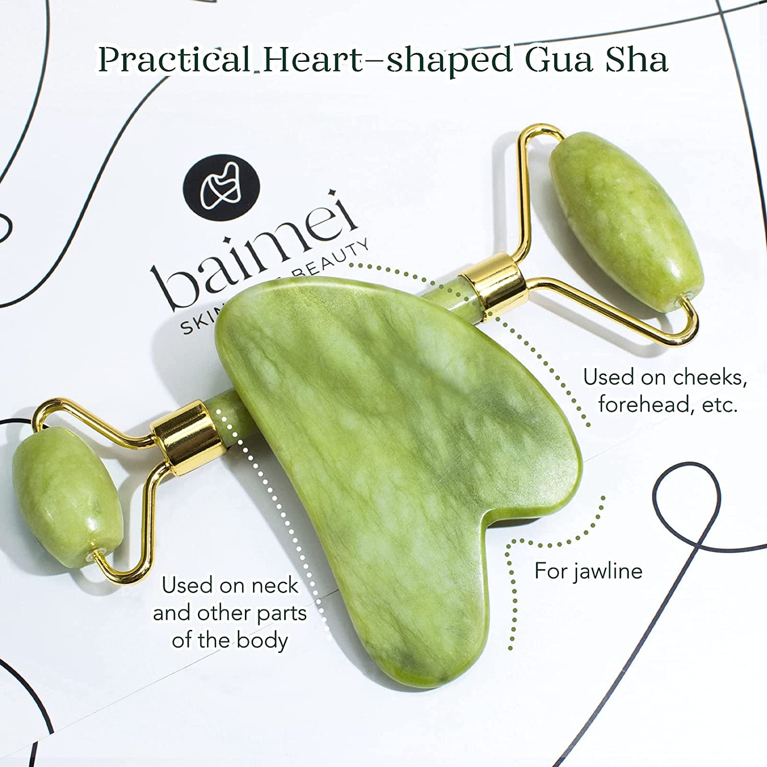 Spring Gua Sha & Jade Roller Facial Tools Face Roller and Gua Sha Set