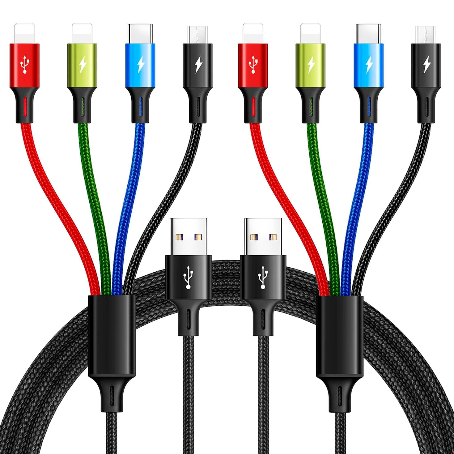 Spring Multi Charging Cable 3.5A Multi Charger Cable Braided 4 in 1 Charging Cable