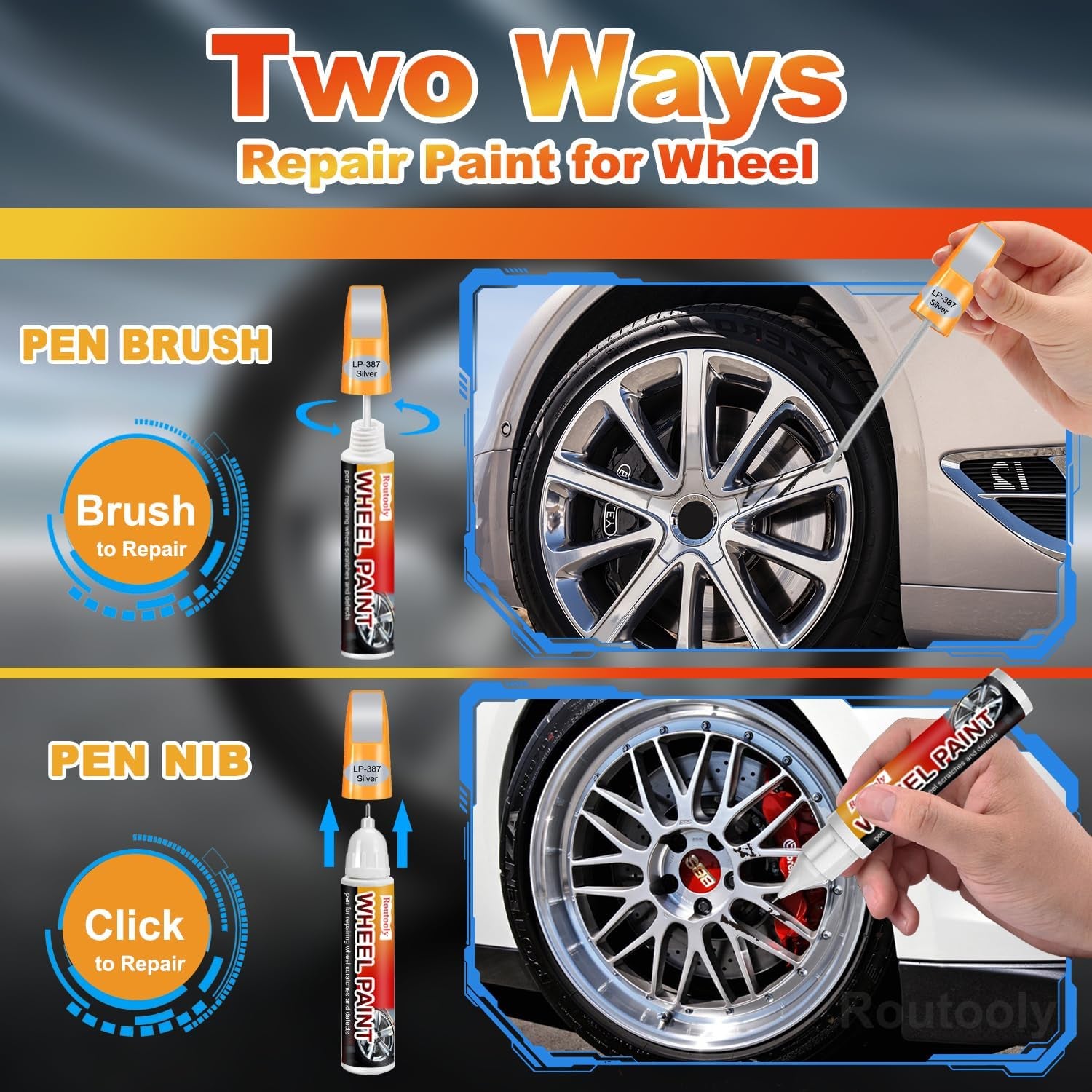 Spring Rim Touch up Paint 2 Pack Rim Scratch Repair Pen Wheel Touch up Paint Wheel Rim