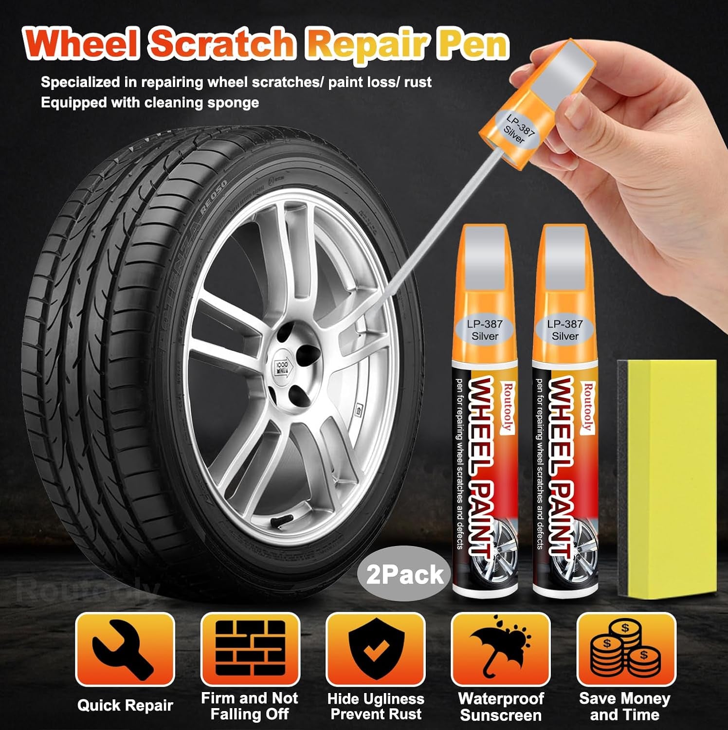 Spring Rim Touch up Paint 2 Pack Rim Scratch Repair Pen Wheel Touch up Paint Wheel Rim