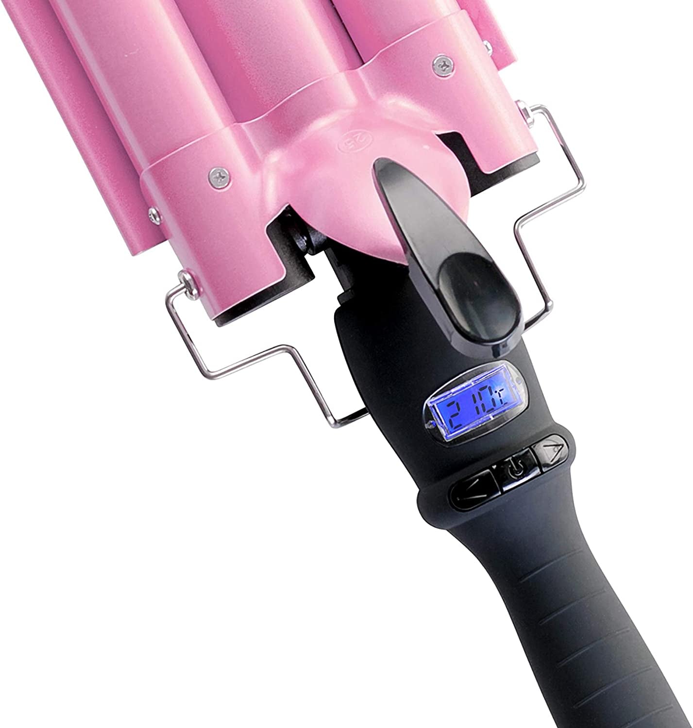 Spring Three Barrel Curling Iron Wand with LCD Temperature Display