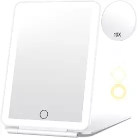 Spring Travel Makeup Mirror with 10X Magnifying Mirror, Vanity Mirror with 80Leds