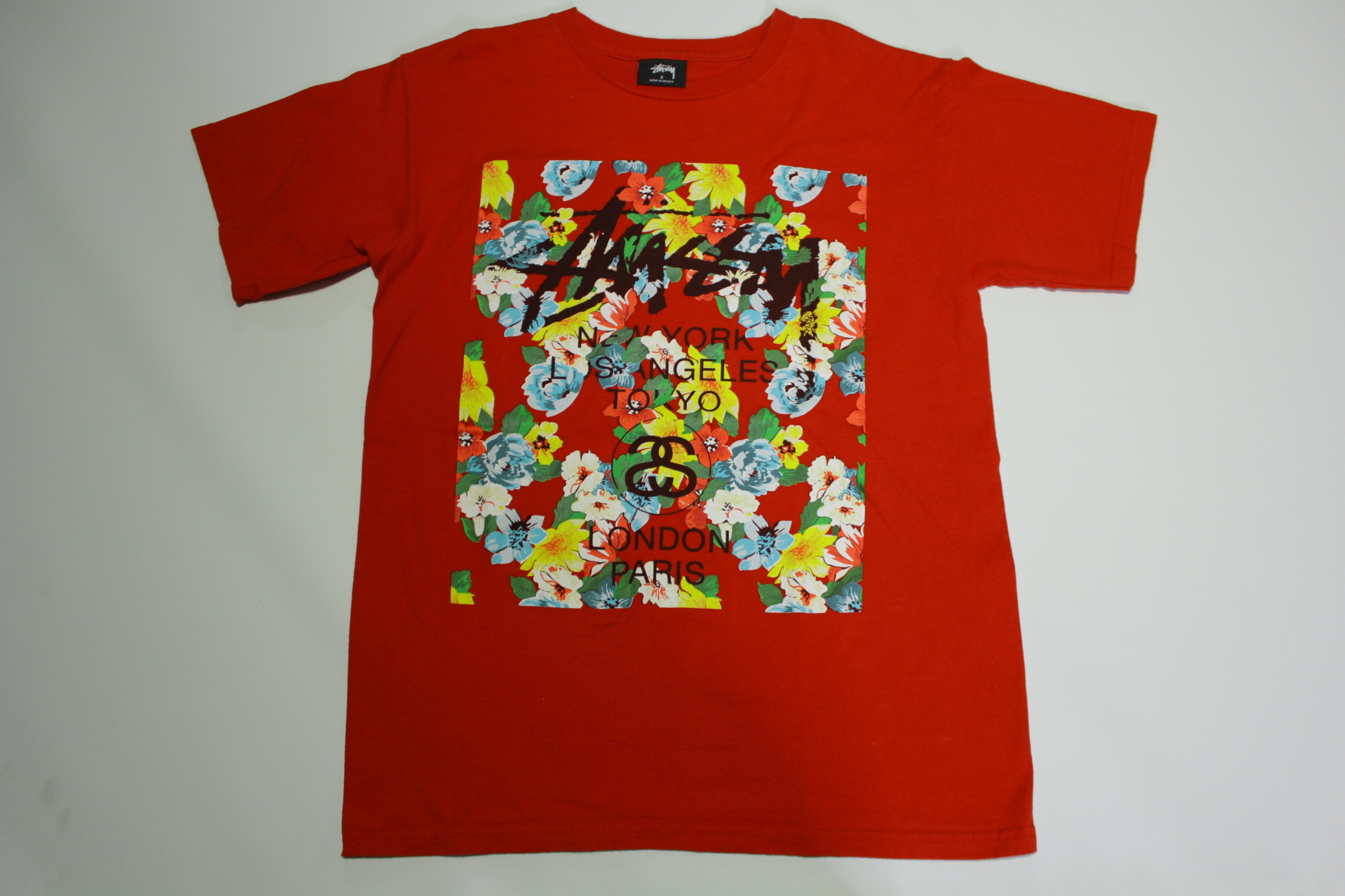 Stussy New York Los Angeles Tokyo London Paris Skate Floral T-Shirt